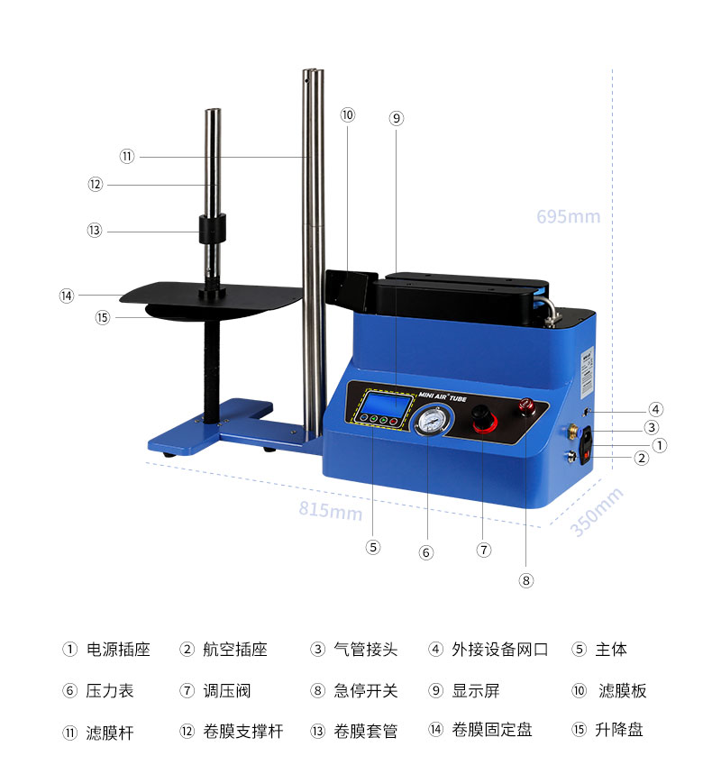 氣柱型充氣機TA4構件名稱